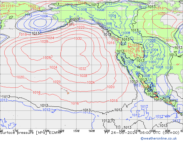 pressão do solo ECMWF Sex 24.05.2024 06 UTC