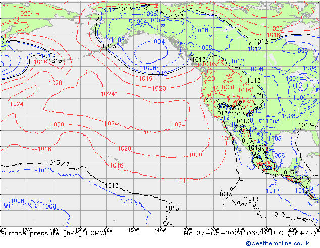 Pressione al suolo ECMWF lun 27.05.2024 06 UTC