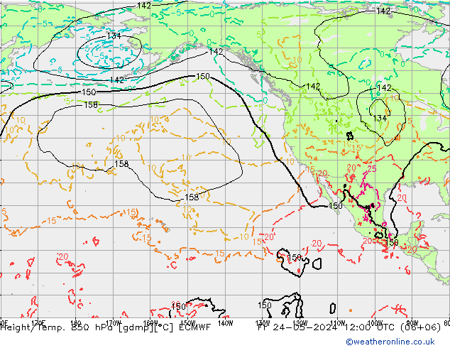 Z500/Rain (+SLP)/Z850 ECMWF  24.05.2024 12 UTC