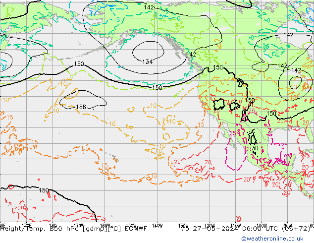 Géop./Temp. 850 hPa ECMWF lun 27.05.2024 06 UTC