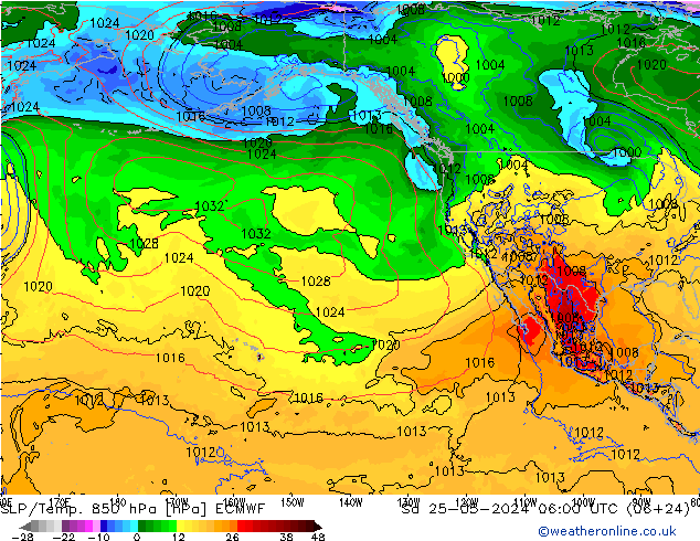 SLP/Temp. 850 hPa ECMWF sab 25.05.2024 06 UTC