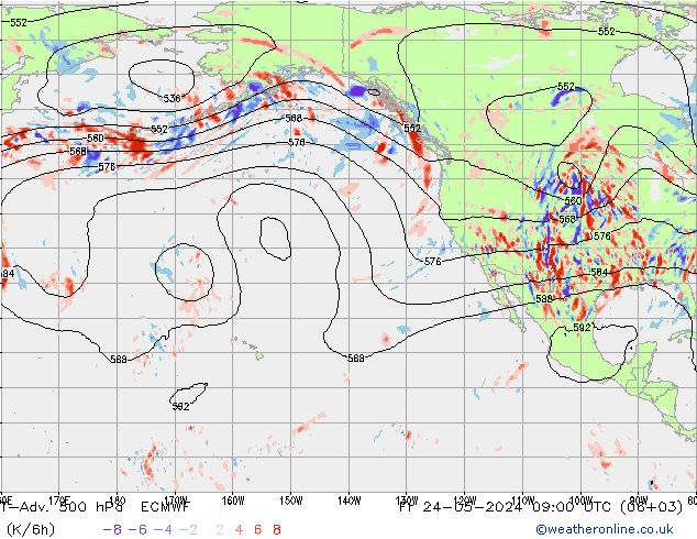 T-Adv. 500 hPa ECMWF Pá 24.05.2024 09 UTC