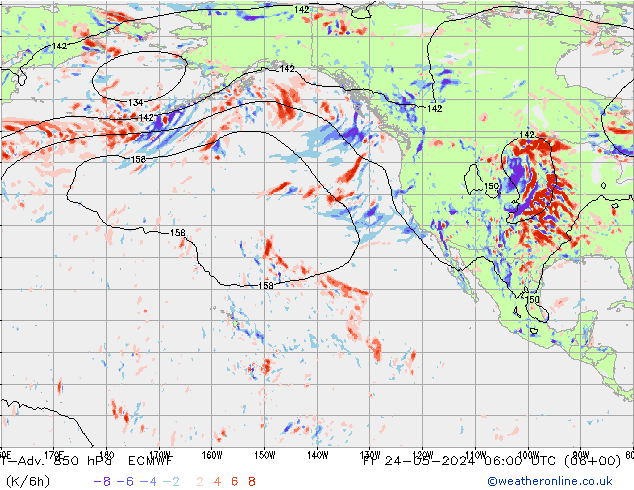 T-Adv. 850 hPa ECMWF Pá 24.05.2024 06 UTC