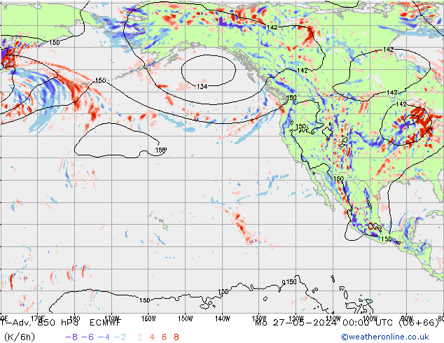 T-Adv. 850 hPa ECMWF lun 27.05.2024 00 UTC