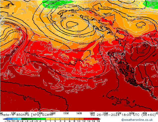 Theta-W 850hPa ECMWF Dom 26.05.2024 18 UTC