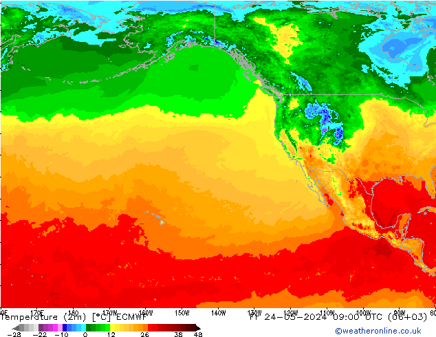 Temperature (2m) ECMWF Fr 24.05.2024 09 UTC