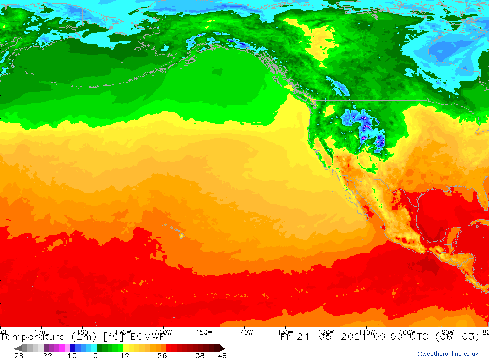 Temperature (2m) ECMWF Fr 24.05.2024 09 UTC