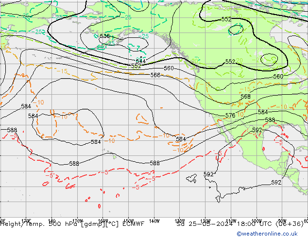Height/Temp. 500 hPa ECMWF sab 25.05.2024 18 UTC