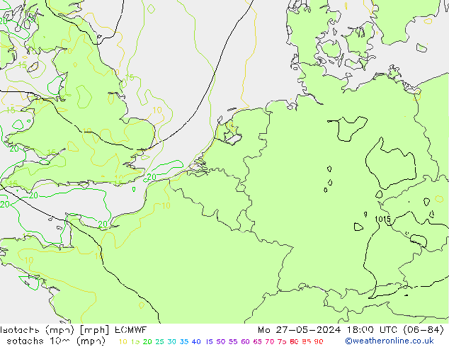 Isotachen (mph) ECMWF ma 27.05.2024 18 UTC