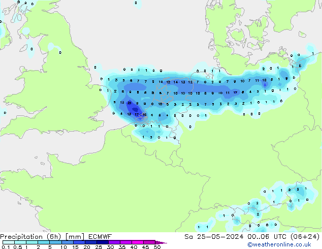 Z500/Regen(+SLP)/Z850 ECMWF za 25.05.2024 06 UTC