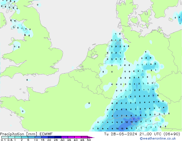 Precipitation ECMWF Tu 28.05.2024 00 UTC
