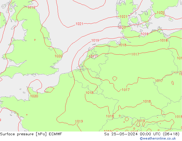 Atmosférický tlak ECMWF So 25.05.2024 00 UTC