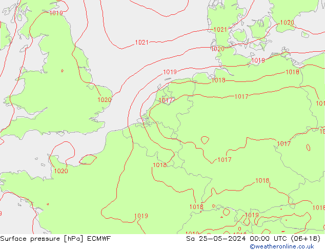 Presión superficial ECMWF sáb 25.05.2024 00 UTC