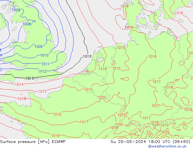 Surface pressure ECMWF Su 26.05.2024 18 UTC