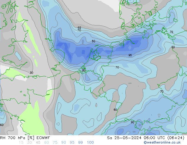 RH 700 hPa ECMWF  25.05.2024 06 UTC