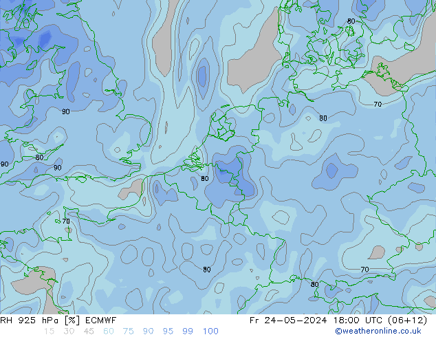 RH 925 hPa ECMWF Fr 24.05.2024 18 UTC