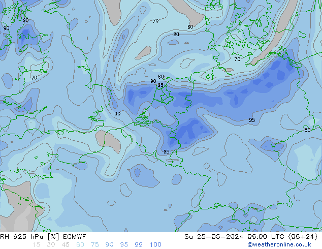 RH 925 hPa ECMWF Sa 25.05.2024 06 UTC