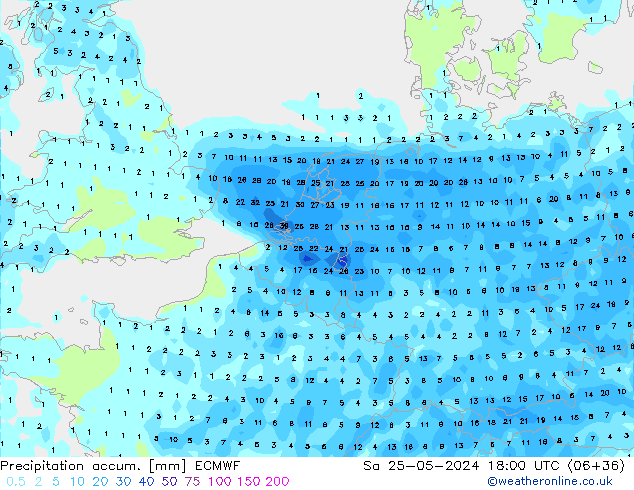 Nied. akkumuliert ECMWF Sa 25.05.2024 18 UTC