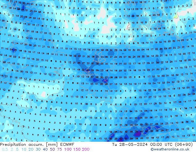 Nied. akkumuliert ECMWF Di 28.05.2024 00 UTC