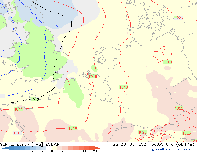 SLP tendency ECMWF Ne 26.05.2024 06 UTC