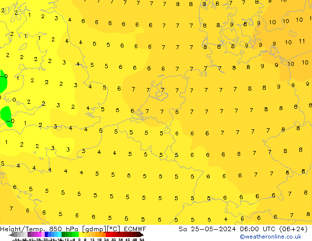 Z500/Regen(+SLP)/Z850 ECMWF za 25.05.2024 06 UTC