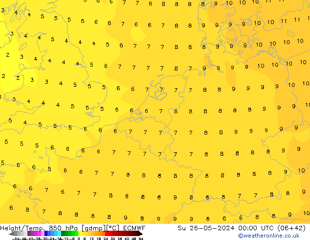 Z500/Rain (+SLP)/Z850 ECMWF dom 26.05.2024 00 UTC