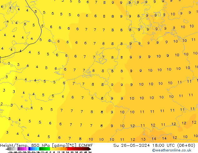 Z500/Rain (+SLP)/Z850 ECMWF dom 26.05.2024 18 UTC