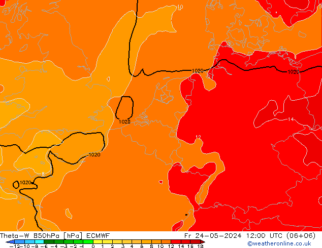 Theta-W 850hPa ECMWF Fr 24.05.2024 12 UTC