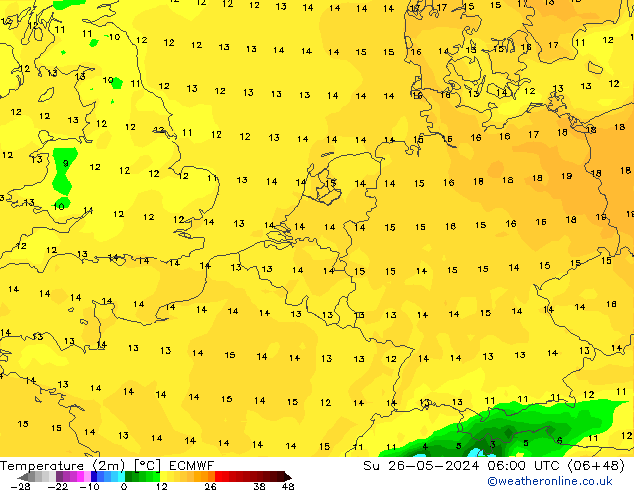 Temperatura (2m) ECMWF dom 26.05.2024 06 UTC