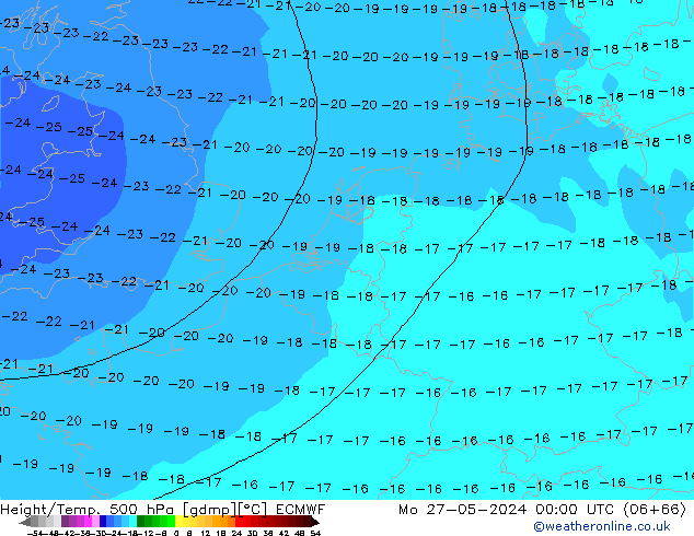 Yükseklik/Sıc. 500 hPa ECMWF Pzt 27.05.2024 00 UTC