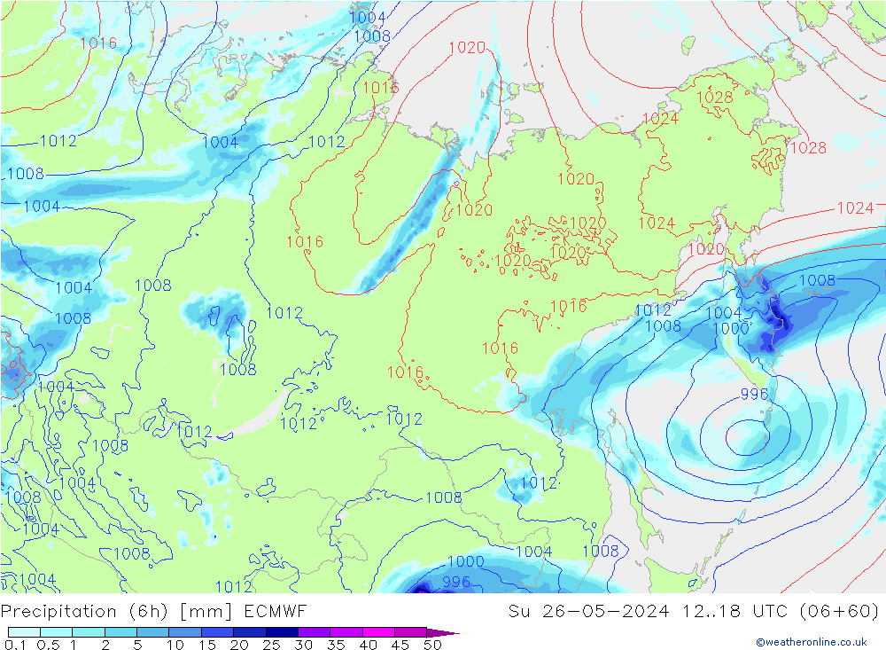 Z500/Rain (+SLP)/Z850 ECMWF dom 26.05.2024 18 UTC