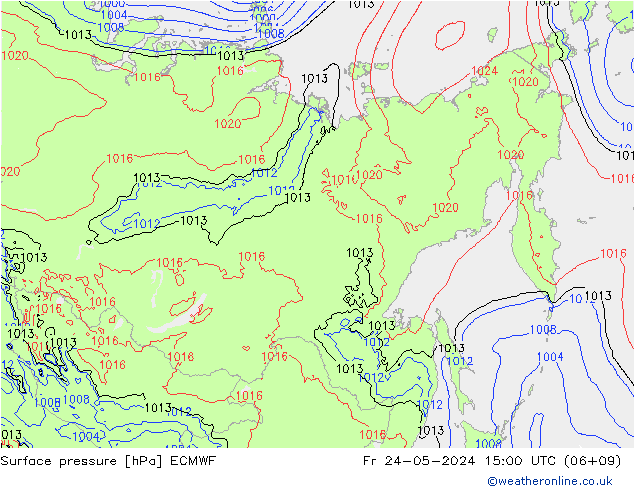 Pressione al suolo ECMWF ven 24.05.2024 15 UTC