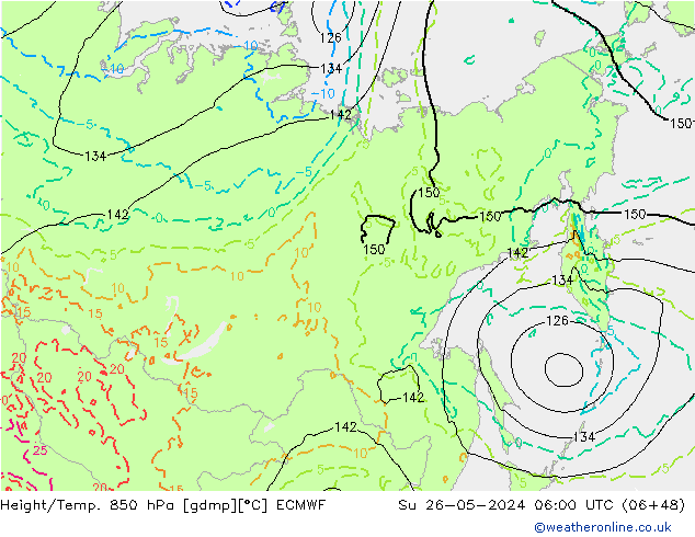 Height/Temp. 850 гПа ECMWF Вс 26.05.2024 06 UTC