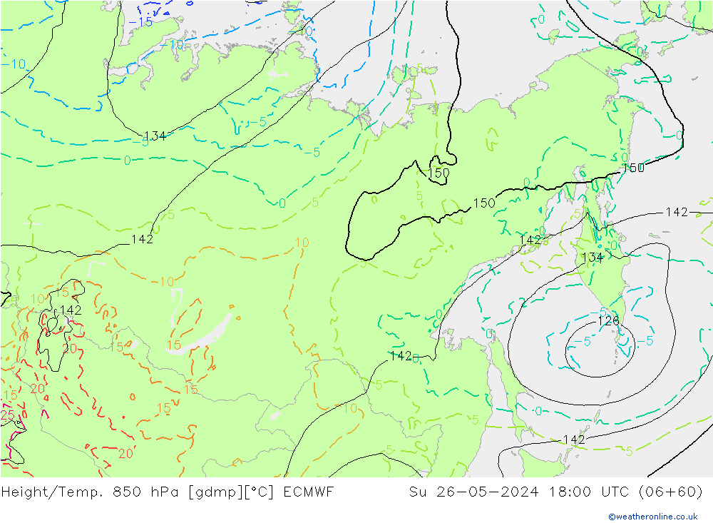 Z500/Rain (+SLP)/Z850 ECMWF dom 26.05.2024 18 UTC