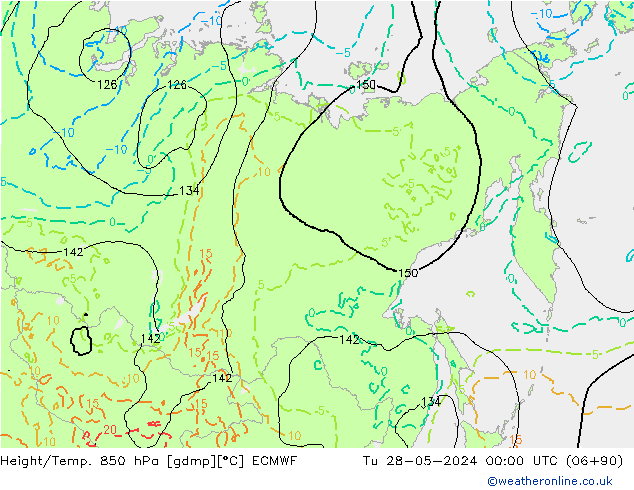 Height/Temp. 850 hPa ECMWF Tu 28.05.2024 00 UTC