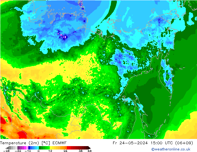 Temperatura (2m) ECMWF vie 24.05.2024 15 UTC