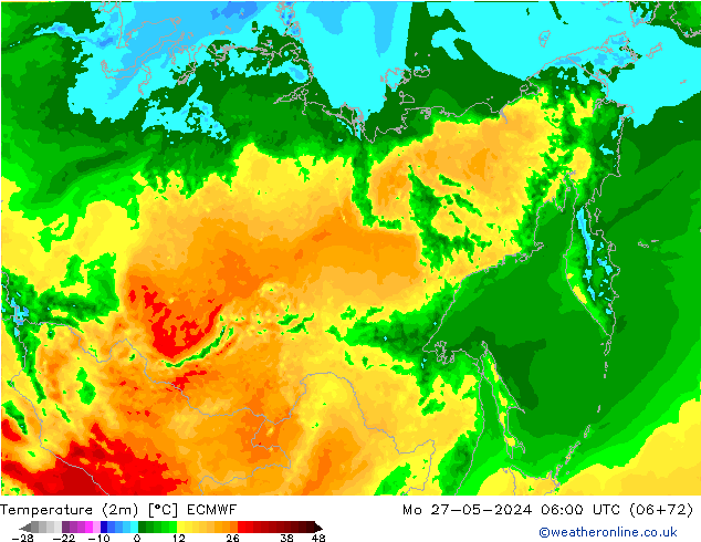 température (2m) ECMWF lun 27.05.2024 06 UTC