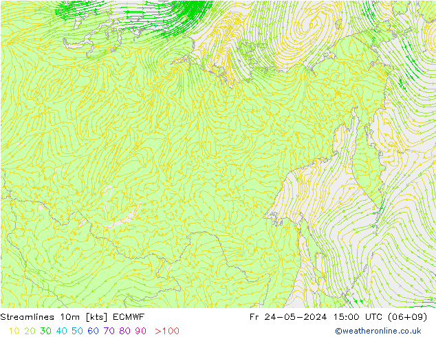 ветер 10m ECMWF пт 24.05.2024 15 UTC