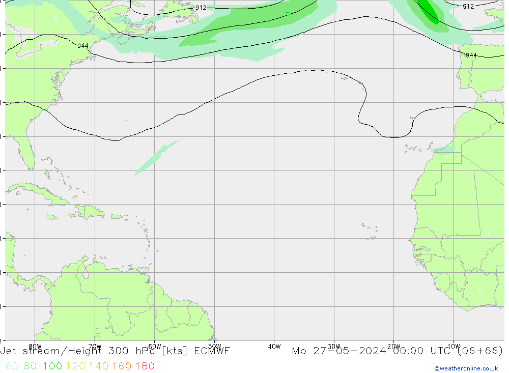 Prąd strumieniowy ECMWF pon. 27.05.2024 00 UTC