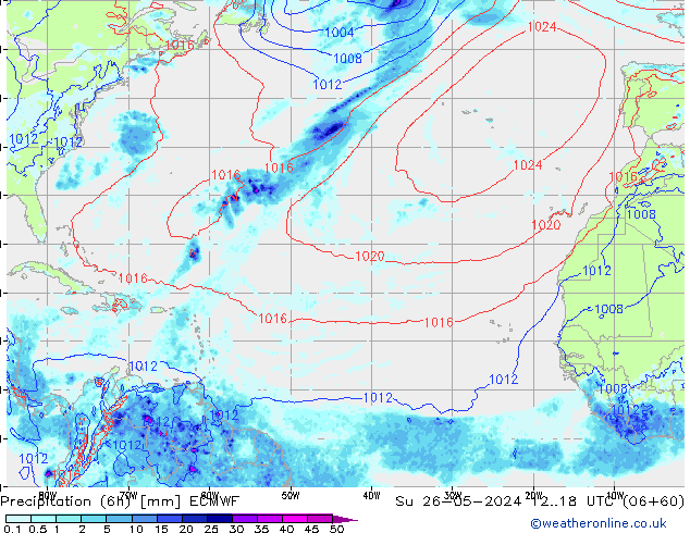 Z500/Rain (+SLP)/Z850 ECMWF  26.05.2024 18 UTC