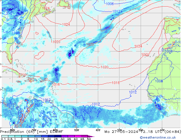 Z500/Rain (+SLP)/Z850 ECMWF lun 27.05.2024 18 UTC