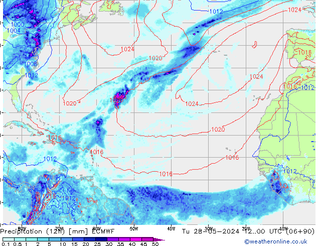 Precipitazione (12h) ECMWF mar 28.05.2024 00 UTC