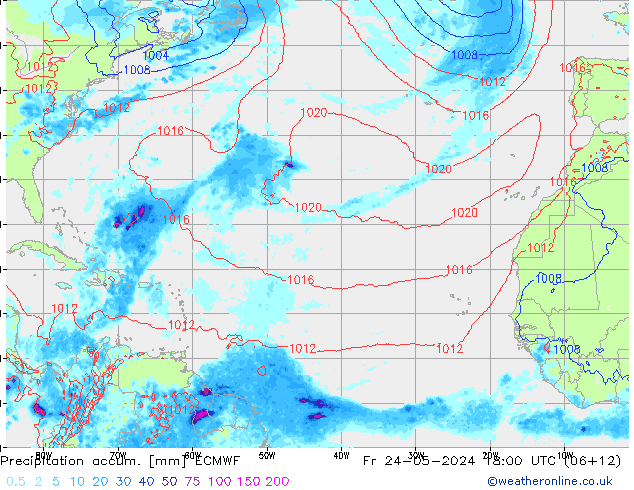 Precipitation accum. ECMWF ven 24.05.2024 18 UTC