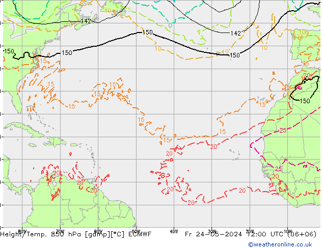 Height/Temp. 850 hPa ECMWF  24.05.2024 12 UTC