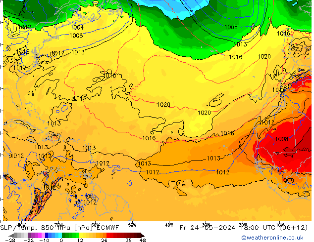 SLP/Temp. 850 hPa ECMWF ven 24.05.2024 18 UTC