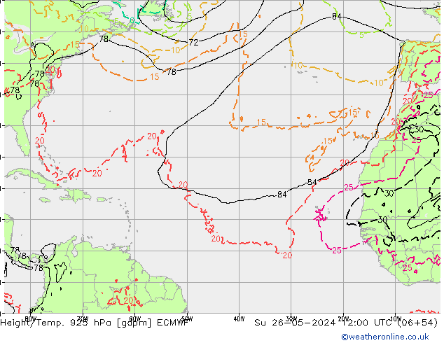 Height/Temp. 925 hPa ECMWF Dom 26.05.2024 12 UTC