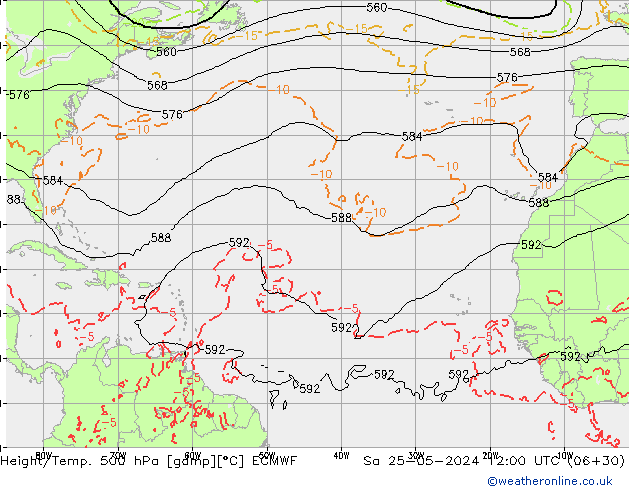 Z500/Rain (+SLP)/Z850 ECMWF Sáb 25.05.2024 12 UTC