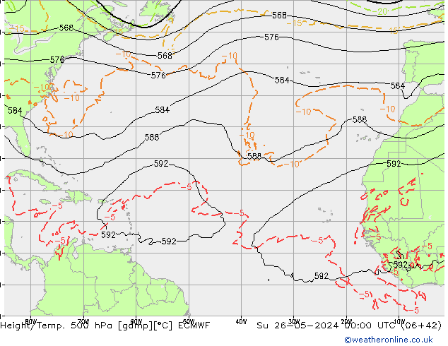 Height/Temp. 500 hPa ECMWF Su 26.05.2024 00 UTC