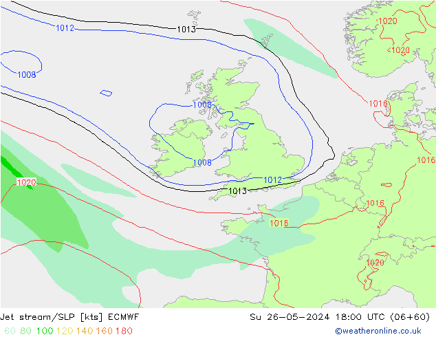 джет/приземное давление ECMWF Вс 26.05.2024 18 UTC