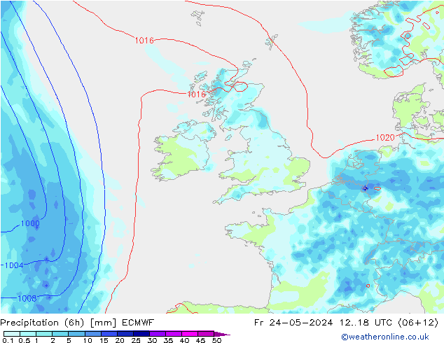 Z500/Rain (+SLP)/Z850 ECMWF Fr 24.05.2024 18 UTC